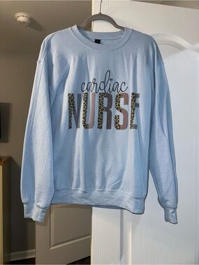 Light Blue "Cardiac Nurse" Graphic Sweatshirt